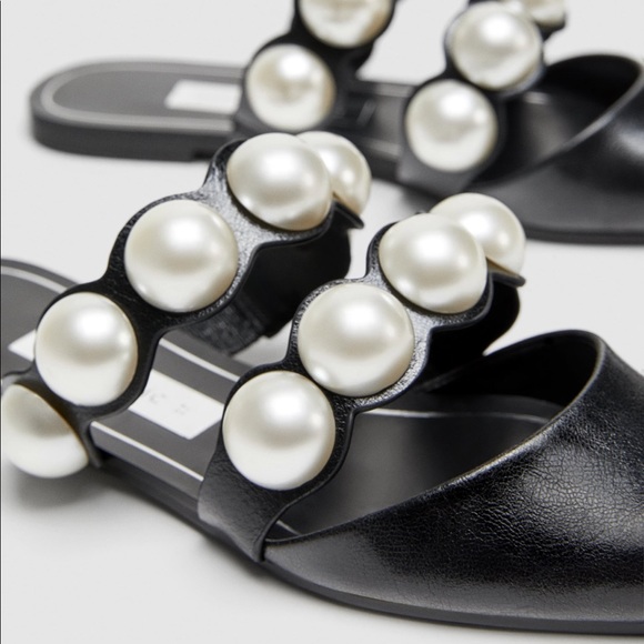 zara pearl mules